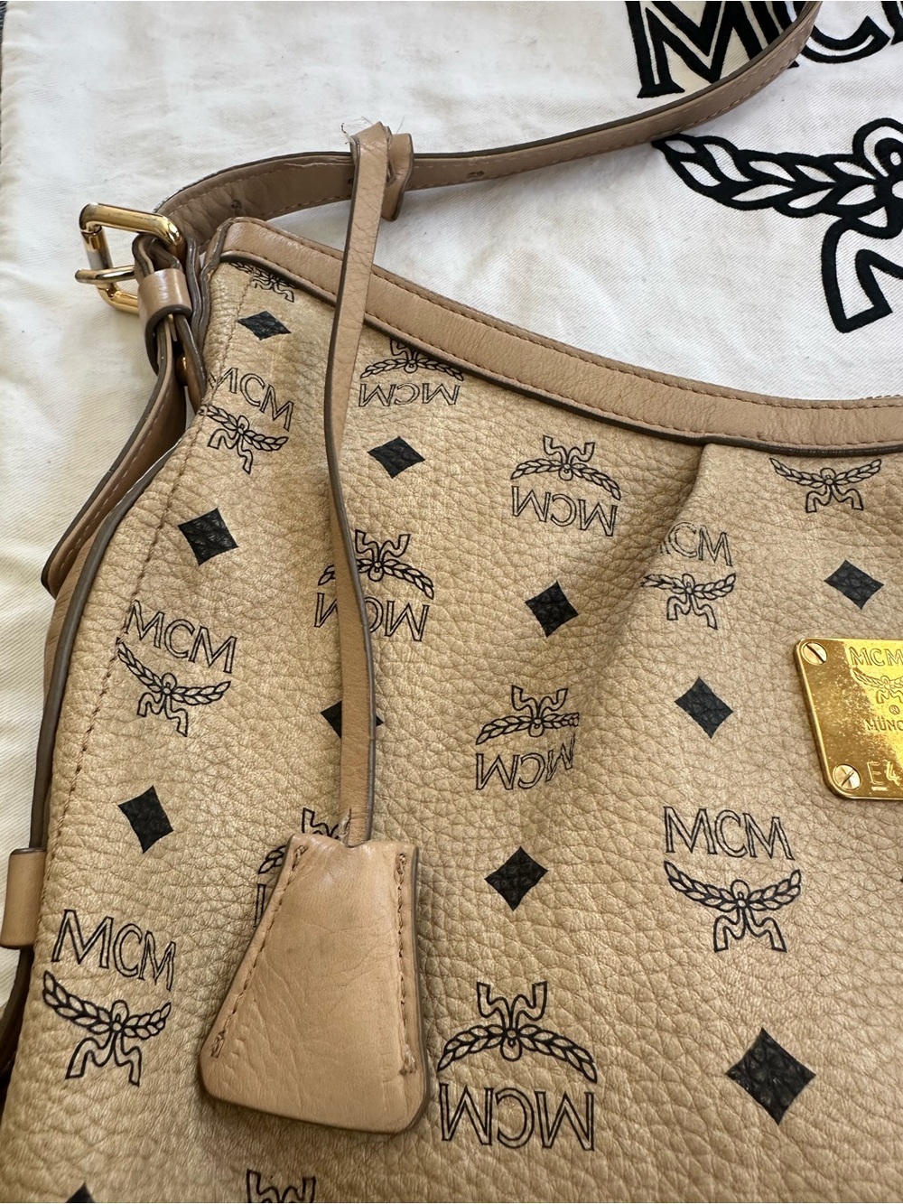 MCM Visetos Signature Beige HOBO Bag - Picture 8 of 15